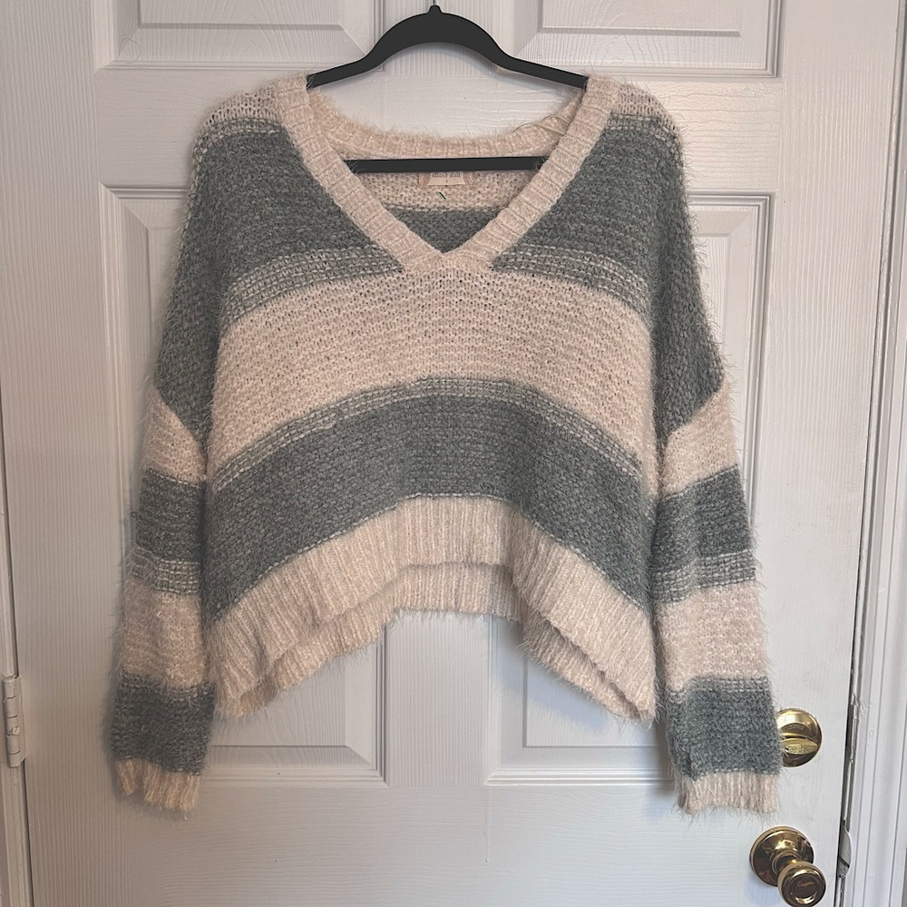 Alter’d State Strip Teal and Cream Sweater